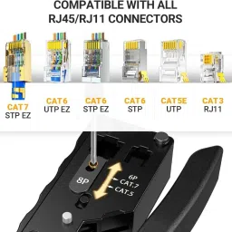 BALRAMA Pass Through Crimping Tool Cat5 Cat6a Cat7 RJ45 RJ12 RJ11 Cable Tester Stripper Combo Set image 2