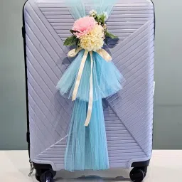 2 Pcs Adjustable Suitcase Net Band Ready-to-Use with Flower Bunch for Wedding PLAIN Fabric Gift Wrapper-image-35