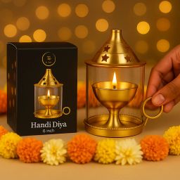 6 Inch Brass Diya For Puja Deepak Pooja Vilakku Brass Table Diya-image-68