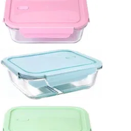 Borosilicate Glass Food Storage Bowl AirTight Lid 680ML 1PC(MULTICOLOUR LID) 1 Containers Lunch Box-image-32