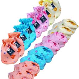 New Born Baby Boy & Baby Girl Mitten set ( 4 pair Total,2 hand pair ,2 leg pair)-17
