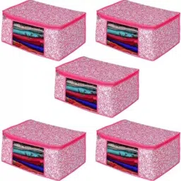 Ddlights Non Woven Saree Cover Bags with Attractive Design and best flower (Pack of 5) Jersey Cotton Laundry Bag-20