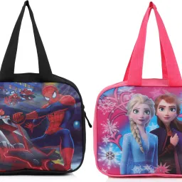 Frozen Spidermen 3D Pack of 2 Combo Lunch tiffin bag picnic bags Waterproof Lunch Bag-15