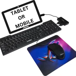 Henture 5-in-1 Keyboard and Mouse Combo with USB Hub, C-Type OTG Cable, and Mouse Pad Combo Set-16