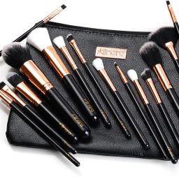 Makeup Brush Applicator Set of 15 with Premium Leather Pouch-image-30