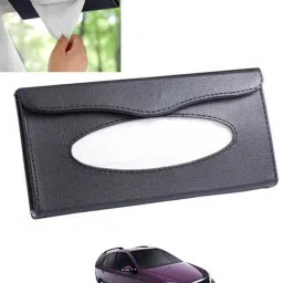 Black Leatherite Rectangle Shape Fancy Design Tissue Dispencer For Car-60 Vehicle Tissue Dispenser-22