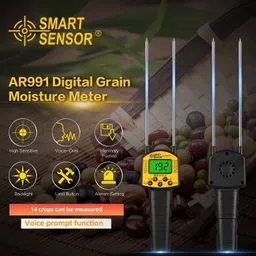 balrama New Arrival with Voice Prompt Smart Sensor AR991 Digital Grain Moisture Meter Hygrometer Humidity Tester GMM 14 Types of Grains, Corn,Wheat,Rice,Soybean,Wheat Pin-Type Digital Moisture Measurer-picture-6