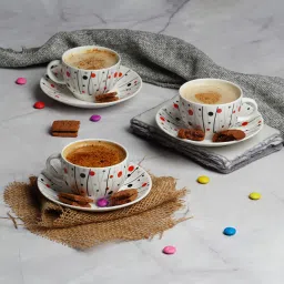 Pack of 12 Bone China Rani cups and saucers with Abstract Dots, 51003-image-22