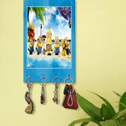 999store Minions Cartoon Multicolour MDF 4 Hooks Key Holder-picture-23