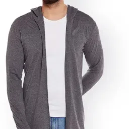 Men Asymmetric Full Sleeve Grey Shrug-image-79