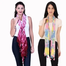 Printed Viscose Women Maroon, Multicolor Scarf, Stole, Fancy Scarf-image-14