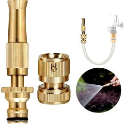 1pcs Brass Nozzle Water Gun Spray Hose Nozzles Pipe With 1 clamps Watering Wand-image-77