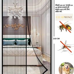 rudra Polyester Infants Washable Mosquito magnetic door net 100cm X 210cm Mosquito Net image 3