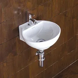 Tabletop Ceramic Bathroom Sink/Basin Vessel Sink For Bathroom & Living Room Ceramic Wall Hung/Table Top Wall Mounted Premium Ceramic Wash Basin/Vessel Sink Slim Rim for Bathroom 12 x 12 Inch White Wall Hung Basin-image-45