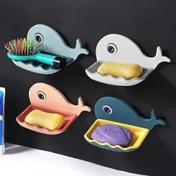 Fish Shape Cute Adhesive Waterproof Wall Mounted Soap Dish(PACK OF 1)-image-78