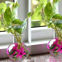 Round Flower Glass Vase For Money Plant Set of 2 vases Clear12x10 Cm Glass Vase-28