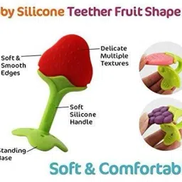 dgtteether Infant Silicone Baby Teething Fruit Shape Toy for 0-12 Months, RANDOM COLOURS Teether image 3