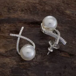 | Trending Earrings | Women Earrings | Earrings For Girls | fashion earrings Pearl Silver Stud Earring-image-8