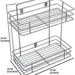 Multipurpose Storage Rack for kitchen /Cutlery Storage Rack/Double Layer Kitchen Racks/Dish rack/Spice rack/Bathroom Shelves and Racks Steel, Wall Mounted Organiser for Home/ Spice Bottle Shelf Holder Platform Cabinet Kitchen racks Stainless Steel Wall Shelf (Number of Shelves - 2, Steel) Stainless Steel Wall Shelf-image-47