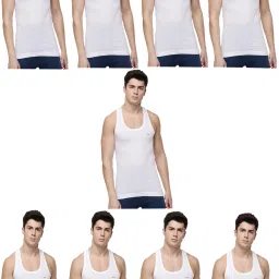 Pack of 9 Dollar Lehar Combed Cotton Men's White Vest Men Vest-26