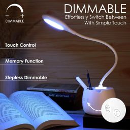 gesto Rechargeable Table Lamp , 3 Level Brightness With Pen And Mobile Holder Study Lamp image 5