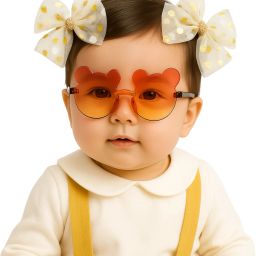 Cute Baby Birthday Gift Set 1Pc Sunglasses & 2Pcs Bow Clips for Babies & Girls Hair Clip-image-2