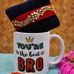 Designer RAKHI GIFT WITH MUG FOR BROTHER/RAKHI COMBO SET FOR BHAIYA/RAKHI SET FORBROTHERS Mauli Thread Rakhi, Mug, Chawal Roli Pack Set-18