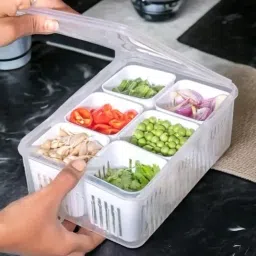 Plastic BPA Free,Transparent plastic Fridge Storage Boxes for Garlic,Onion,Chili,Tomato, Storage Basket-24