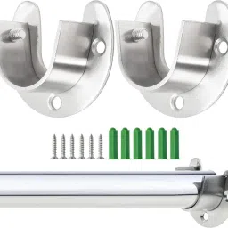2Pcs U-Shaped Rod Hooks Curtain Rod Bracket, Stainless Steel Shower Curtain Rod No arms applicable Shelf Bracket-21