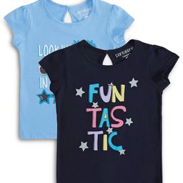 Pantaloons Junior Girls Pack of 2 Typography Printed Cotton T-shirts-image-129