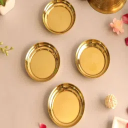 bulkysanta Golden Brass Pooja Thali Set of 4-picture-37