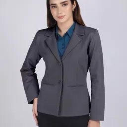 blue ronin Women Solid Single Breasted Formal Blazer-picture-45