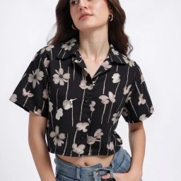 Women Regular Fit Printed Slim Collar Casual Shirt-image-58