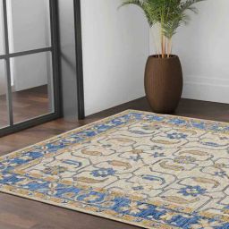 saraswati global Blue Floral Wool 8 ft x 10 ft Hand Tufted Carpet-picture-12