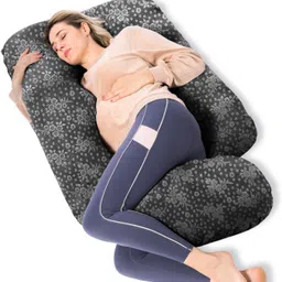 mom's moon Premium Flower print Velvet Microfibre Floral Pregnancy Pillow Pack of 1-picture-48