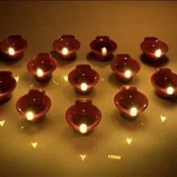 Water Sensor Electric LED Brown Diya for Diwali,Decor Plastic (Pack of 12) Plastic (Pack of 12) Table Diya-image-50