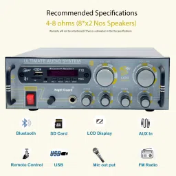 night guard Amplifier Bluetooth ,dj speaker machine, audio player , MIC Input/USB/SD Card 160 W AV Power Amplifier image 3