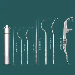 homihost Dental Floss Sticks with Stainless Steel Toothpick Set | Portable & Reusable image 3