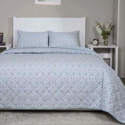 maspar Blue Cotton Polyester Geometric Print 110 GSM Double Bed Quilt-picture-14