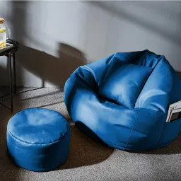 shira 24 4XL Bean Bag with Footrest & Cushion Ready to Use with Beans ( Blue-4XL) Bean Bag SofaWith Bean Filling image 3