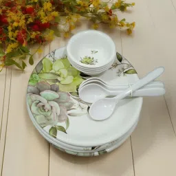 Pack of 12 Melamin Dinner Set (4 Full Plate,4 Bowl,4 Spoon)- 12 Pcs Dinner Set-image-4