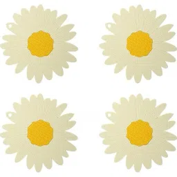 Sunflower Shape Anti-Skid Heat Resistant Tableware Mat/Coaster 14 Cm, White Trivet-38