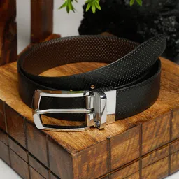 LOUIS STITCH Men Black Textured Reversible Leather Belt-image-67