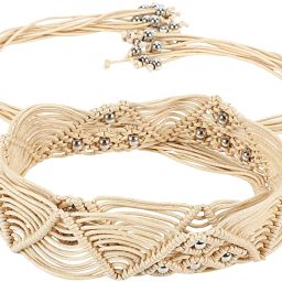 Women Casual Beige Fabric Belt-image-30