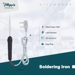 hillgrove 11In1 Basic Complete 30W Soldering Iron Kit with 5 Meter Solder Wire, Cutter, Stand, Flux, Bit, Tape, Tester, Tweezer, Wick::Pump 30 W Simple image 2