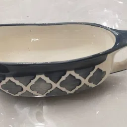 Grey Color Ceramic Raita Sambhar Daal Sabji Serving Bowl Tray Set Of 1 - 350 Ml Tray-image-19