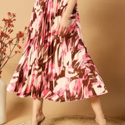 Women Abstract A-line Pink, Multicolor Skirt-105