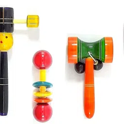 Wooden Head, Dumble, Damru, and Egg Shaker (Set of 4) Rattle-image-78