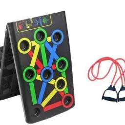 brpearl Push Up Board - Complete Push Up Training System Color-Coded Push-up Bracket Board Portable for Home Fitness Training with toning tube with D Handle for Exercise Workout Resistance Tube Fitness Accessory Kit Kit image 3