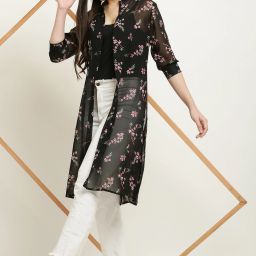 Women 3/4th Sleeve Black Shrug-image-54